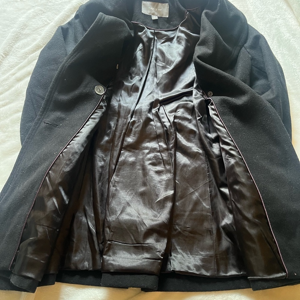 Apt 9 Peacoat Womans Medium - Wool Black - Shawl Collars Thick Warm Cozy - Picture 7 of 8